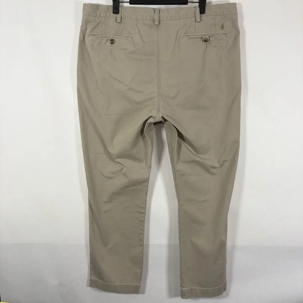 Polo Ralph Lauren Stretch Straight Fit Chino Pants Mens 38x30 Beige Khakis